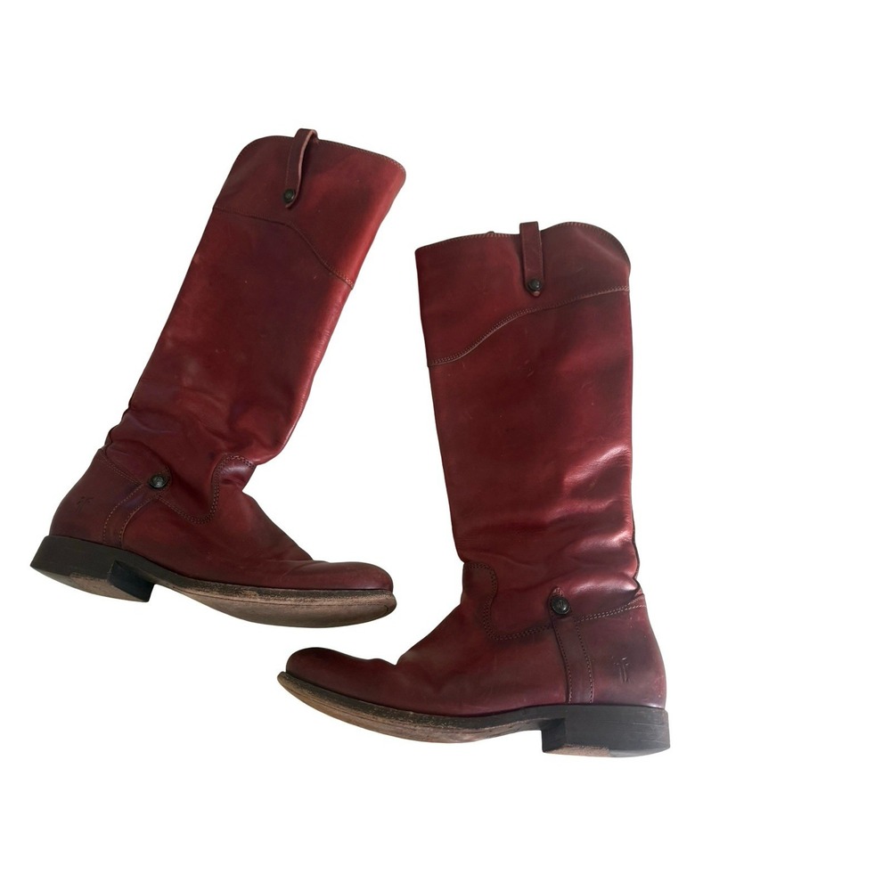 FRYE Melissa Tab Tall Riding Boot Leather Dark Redwood US Women's Size 7 B